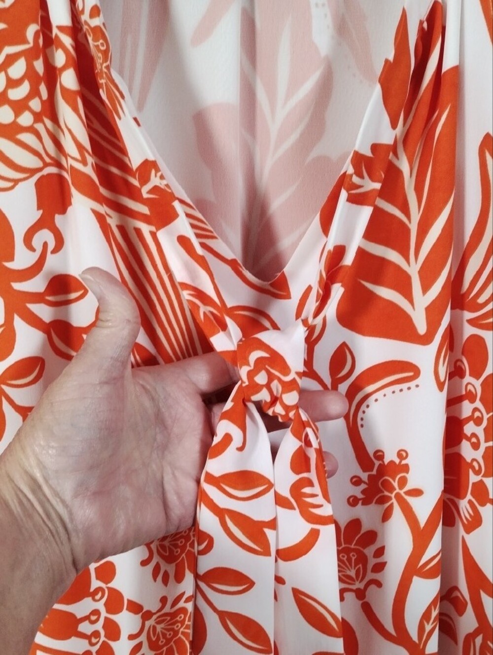 *H196 Jade Melody Tam orange floral v-neck puffy sleeve blouse XL FINAL PRICE - Picture 2 of 12